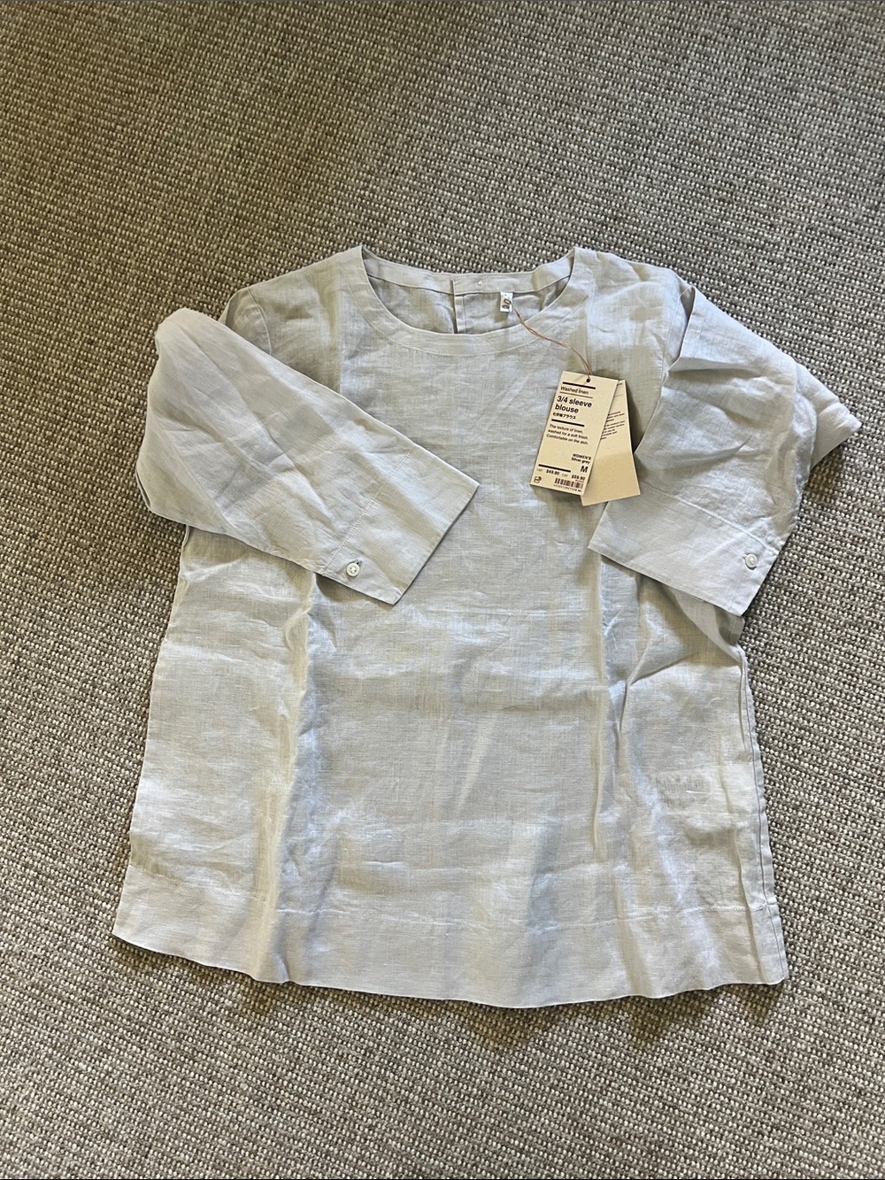 Muji silver grey linen top Sz M